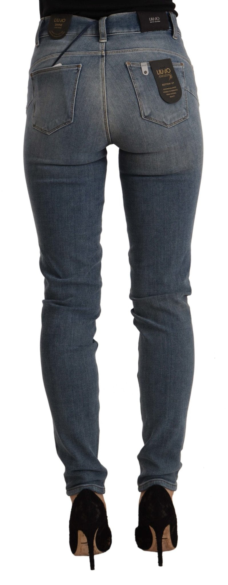 Liu Jo Blue Washed High Waist Cotton Slim Fit Denim Trouser - Fizigo