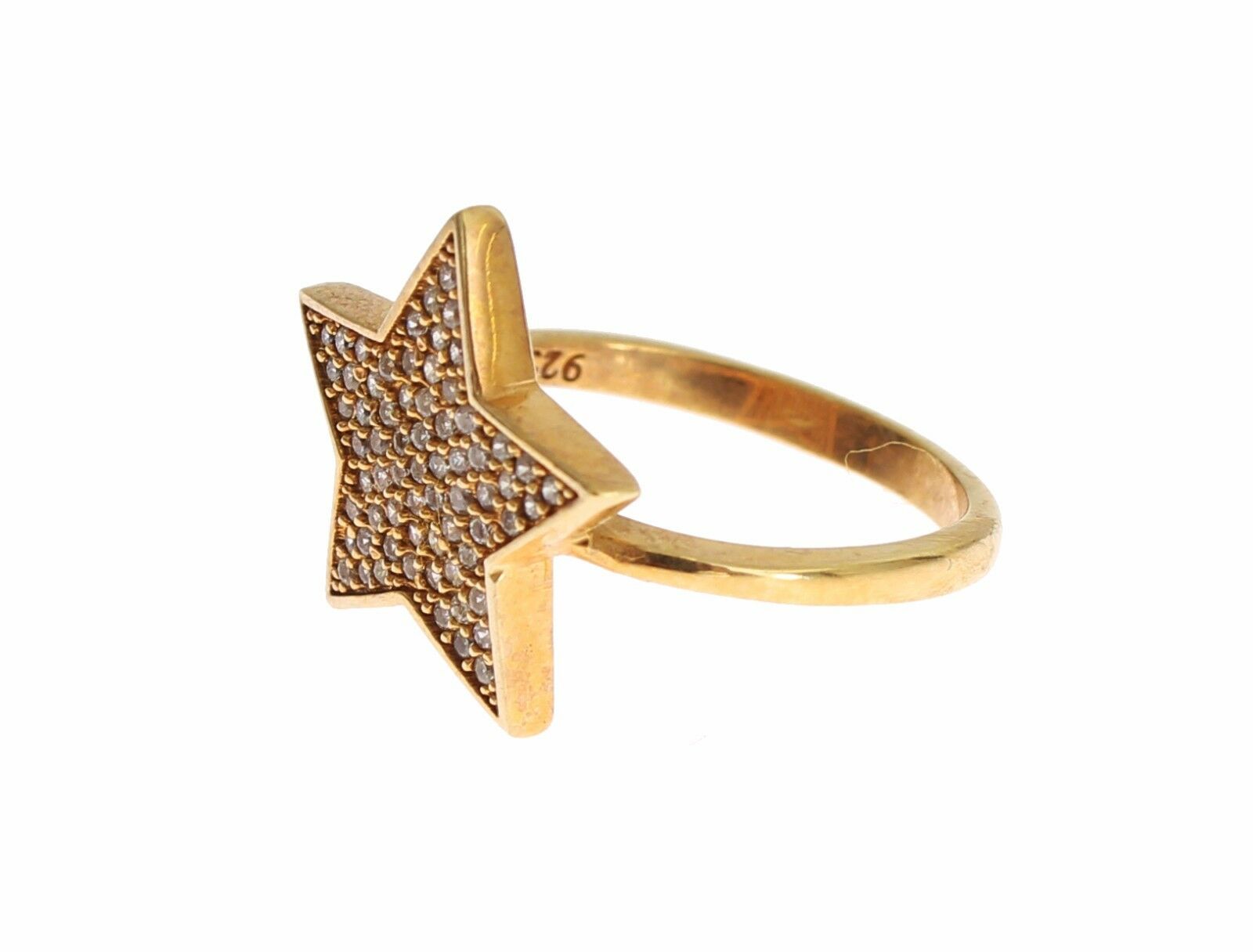 Nialaya Star Gold 925 Silver Womens Clear Ring - Fizigo