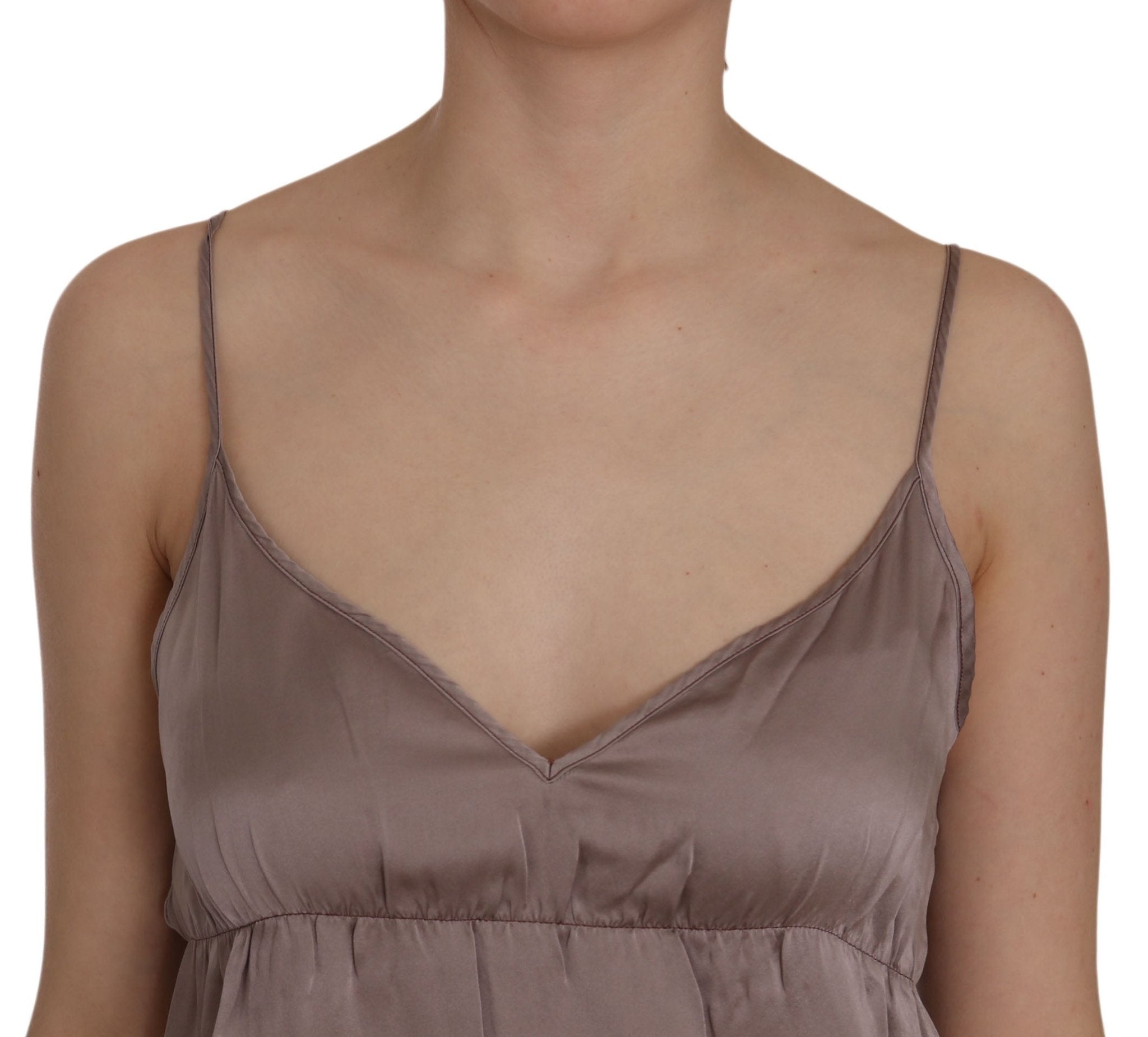 PINK MEMORIES Purple Spaghetti A-line Mini Silk Dress - Fizigo