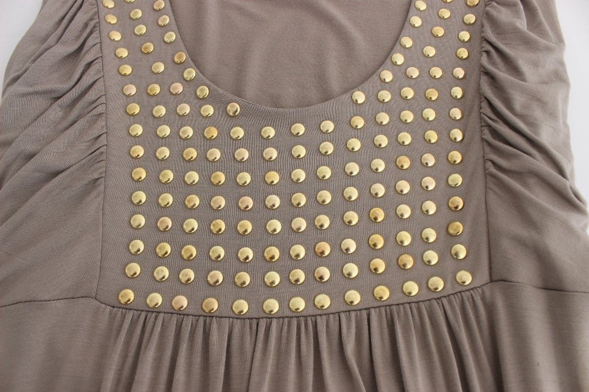 Roccobarocco Khaki studded sheath dress - Fizigo