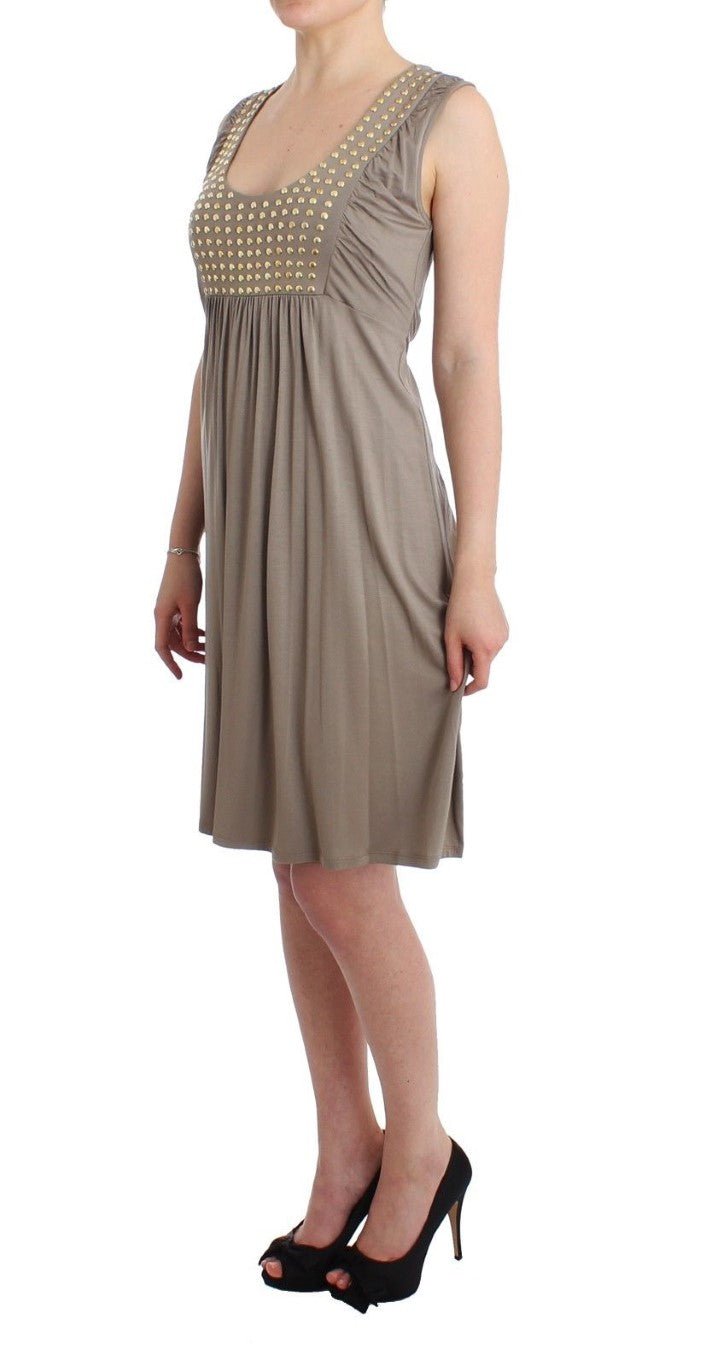 Roccobarocco Khaki studded sheath dress - Fizigo