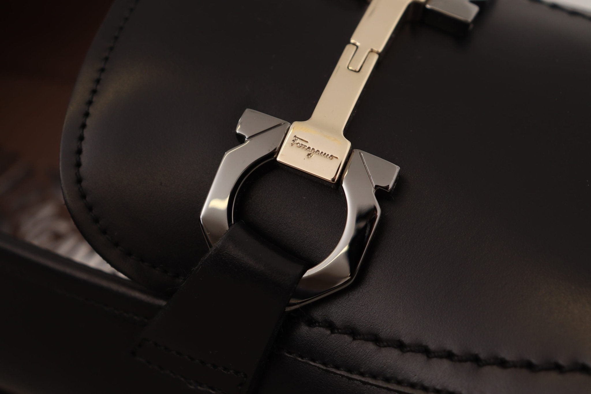 Salvatore Ferragamo Black Calf Leather Moccasin Formal Shoes - Fizigo