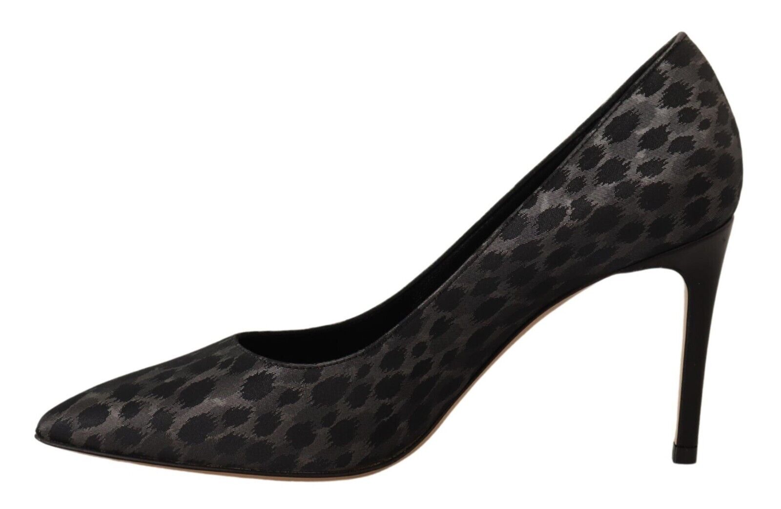 Sofia Black Leopard Leather Stiletto High Heels Pumps Shoes - Fizigo
