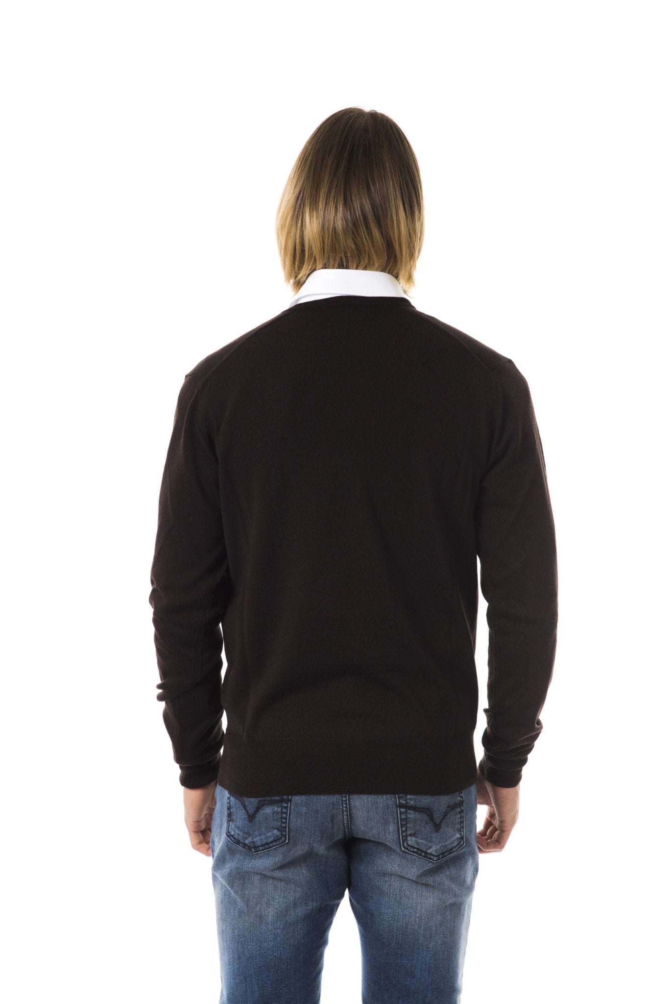 Uominitaliani Brown Merino Wool Sweater - Fizigo